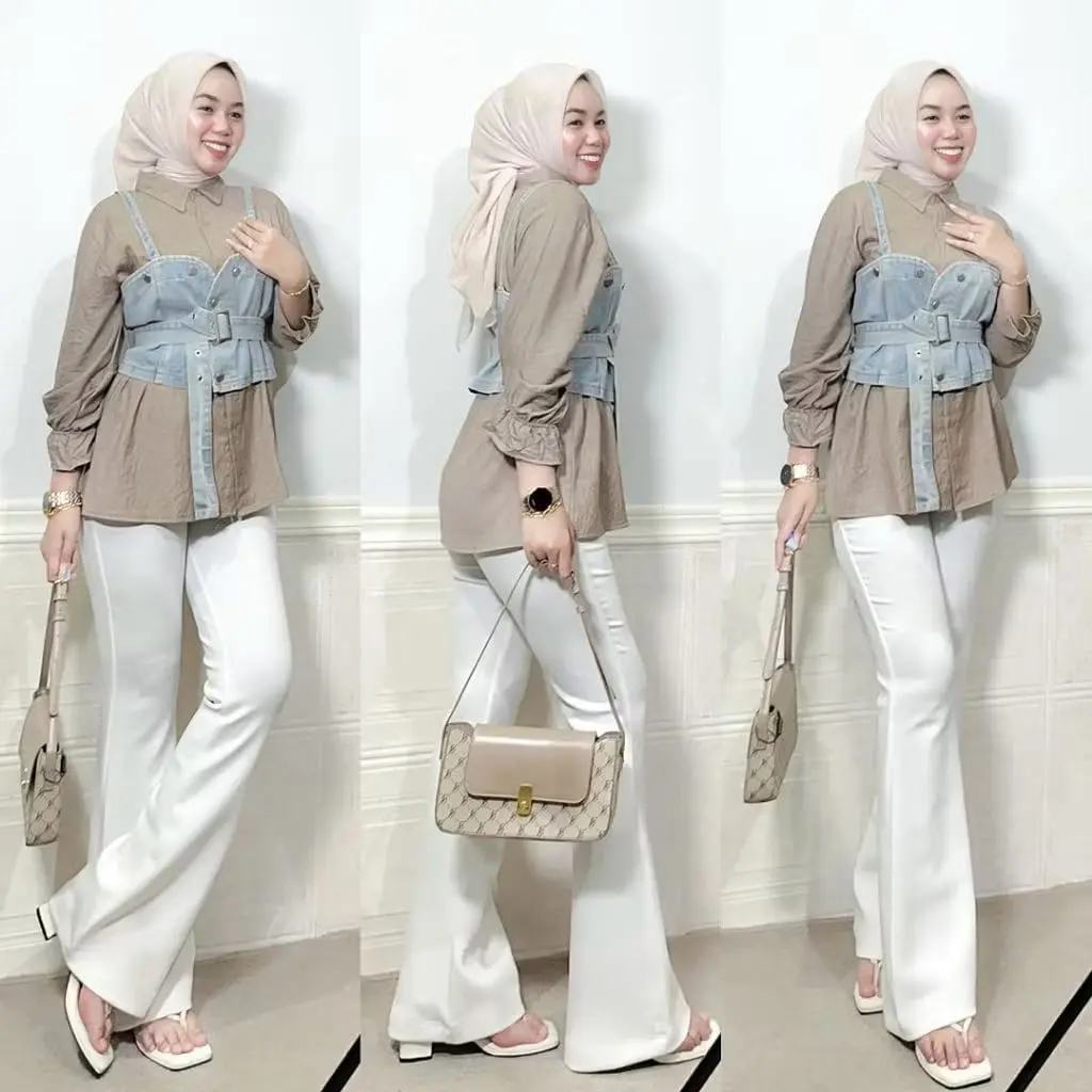 Celana Fit And Flare Pants Cutbray Scuba Pinggang Highwaist Bahan Stretch Melar Elastis Kulot