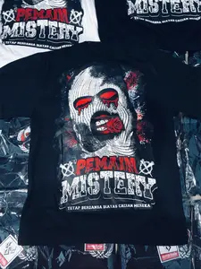 Kaos Santai Pria Wanita Warna Hitam, Desain Gatmqolrvilz