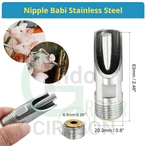 (1PCS) Nipple Babi Stainless Steel Nepple Drinker Alat Minum Dot Hewan Ternak Babi Kambing Sapi