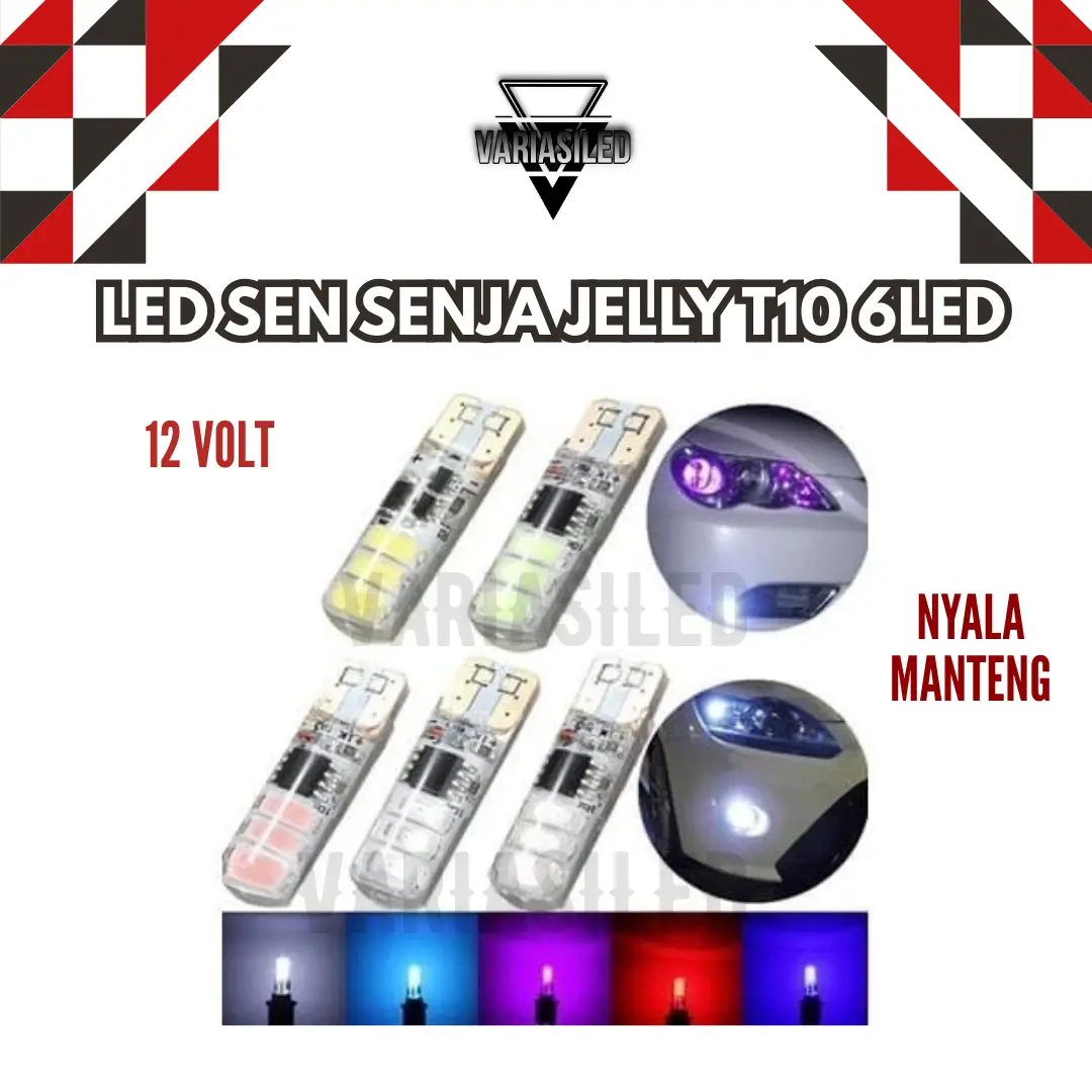 (Nyala Manteng) Lampu LED Sen Senja Jelly T10 6Led 12/24Volt Motor Mobil Bus Truck Universal