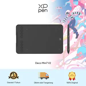 【1 Year Warranty】XPPen Deco mini7 V2 7 Inch Drawing Tablet for Android Phone and Android Tablet Drawing Tablet for PC Drawing Pad Support Pen tablet with 16384 Pressure Levels Stylus Design Support Chrome OS Graphic tablet with 8 Customizable keys