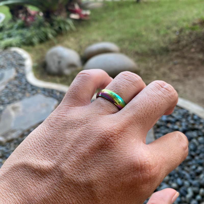 Cincin Rainbow Bisa Untuk Pria dan Wanita - Rainbow Ring for Male and Female Man Woman Unisex / Besi Anti Karat Alloy - Colourful Accessories Fashionable Love Rings Gradation Pelangi Gradasi Unik Produk Impor Cewe Cowo Unisex 6