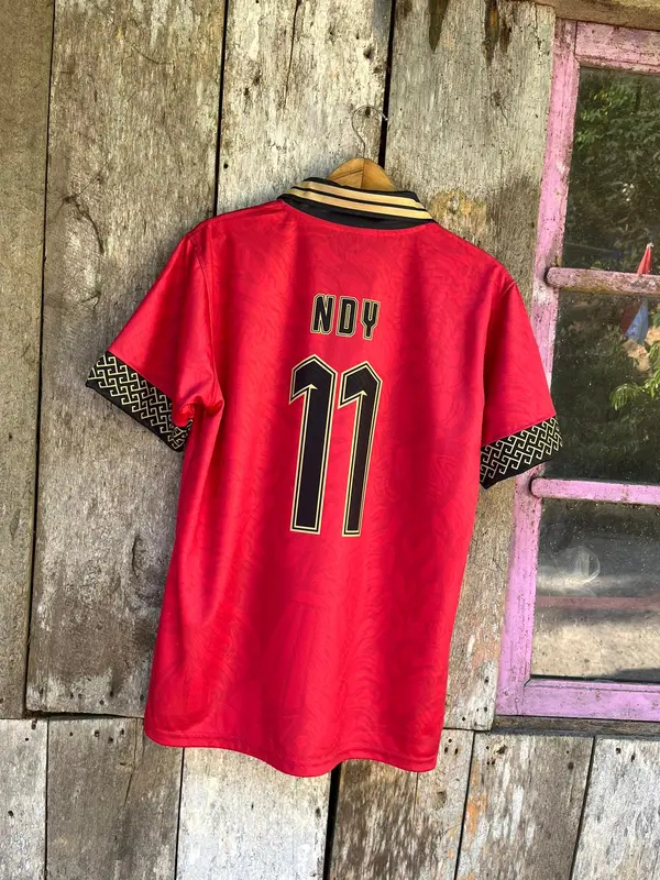 Jersey Timnas Series Kerah Wangky Merah Logo Printing dan Logo Bordir Free Custom Nama dan No Punggung Sport 3