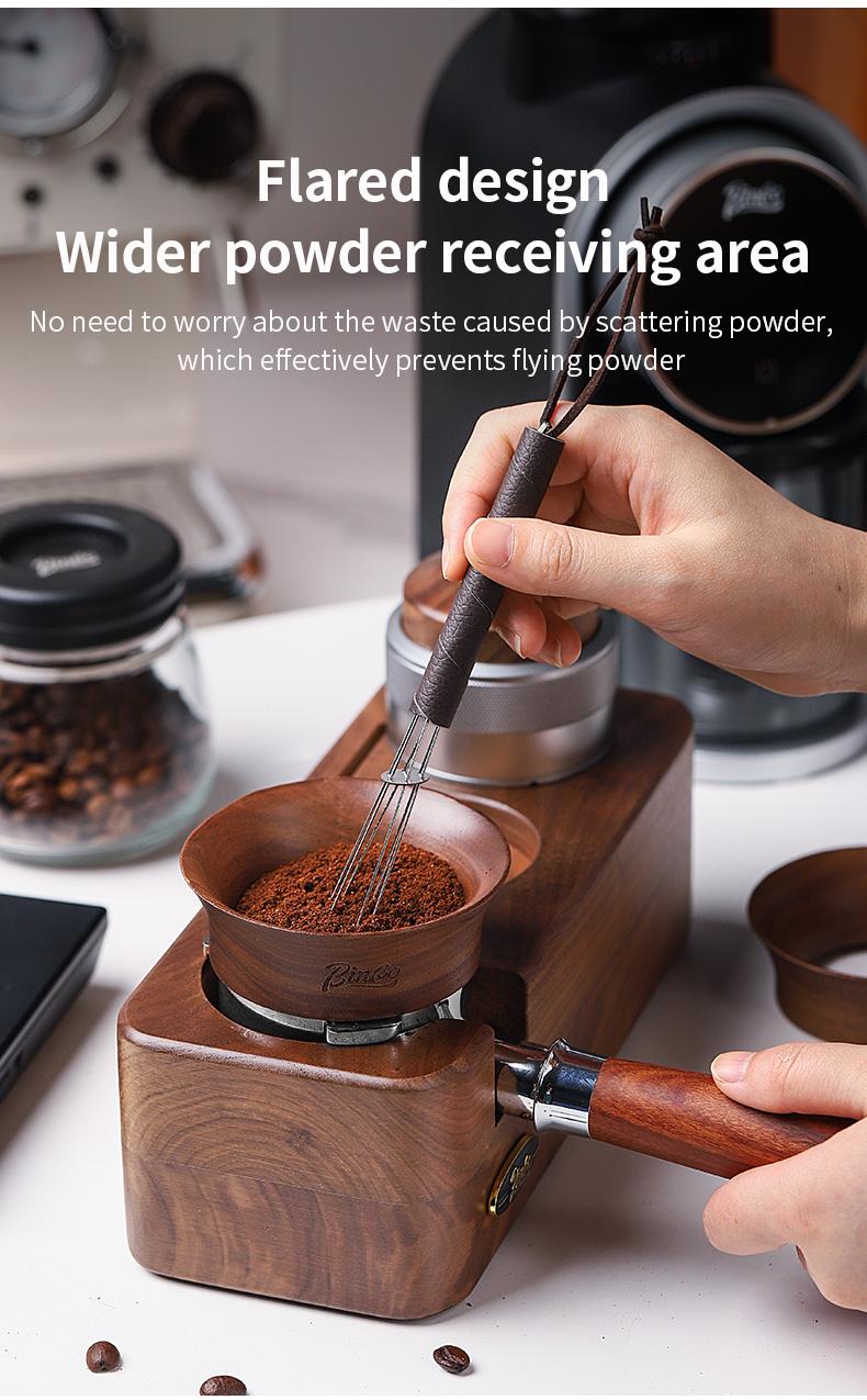 Product Introduction of BINCOO Walnut Magnetic Coffee Powder Catcher Coffee Machine Handle Anti-flying Powder Catcher 51/53/58MM 4