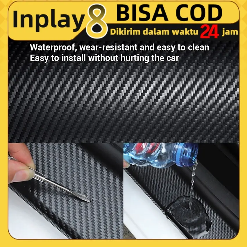 Carbon Fiber Sticker Mobil 5D 5cm 10cm x 10 Meter Vinyl Wrap Protector Anti Gores Aksesoris Dekorasi Body Mobil Motor