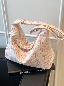 Bolsa cruzada con patrón de lazo de mariposa dulce, Bolsa de hombro de gran capacidad y moda casual, Bolso versátil para uso diario