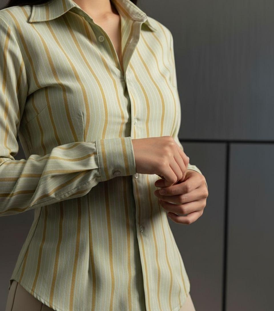 Fillan Wear - Kemeja Money Boss Blouse Wanita Wispie Stripe Shirt Lengan Panjang Atasan Kerja Casual Nyaman Bahan Polly Cotton baju kampus kemeja  garis garis blouse  wanita korean style hijab viral kemeja fitted body