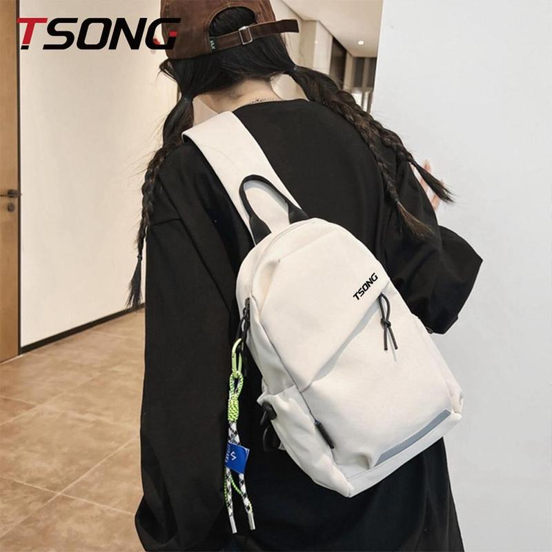 TSONG Túi cho nam và nữ Túi Đeo Chéo Túi đeo vai chống trộm Thích hợp để đi bộ đường dài Chạy bộ và du lịch Ba lô đeo một bên vai Pinggang Pria Slingbag Màu đen 50301