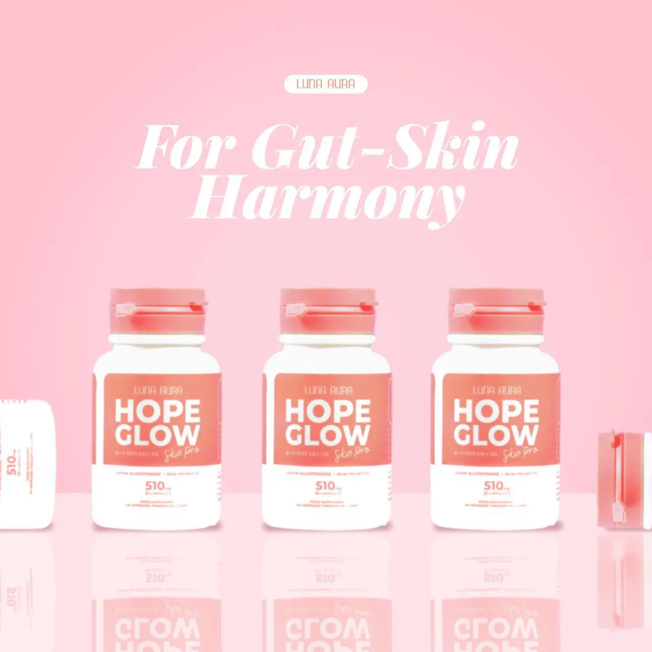 LUNA AURA Hope Glow Skin Pro Japan Glutathione + Skin Probiotic 510mg 30  Capsules