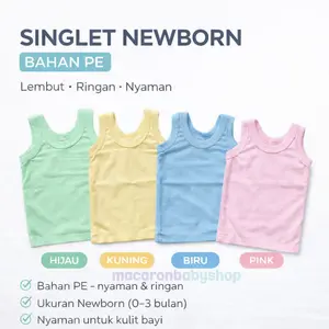 Macaronbabyshop Singlet Newborn Kaos Dalam Bayi Unisex Bahan PE Nyaman Ringan Cocok Untuk Bayi Laki-laki Perempuan 0-6 Bulan