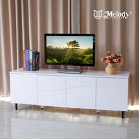 Gambar Melody Furniture - Meja Rak TV Modern Minimalis Estetik Yoffy TV Stand 150 cm White Glossy dari Melody Furniture Kab. Malang 5 Tokopedia
