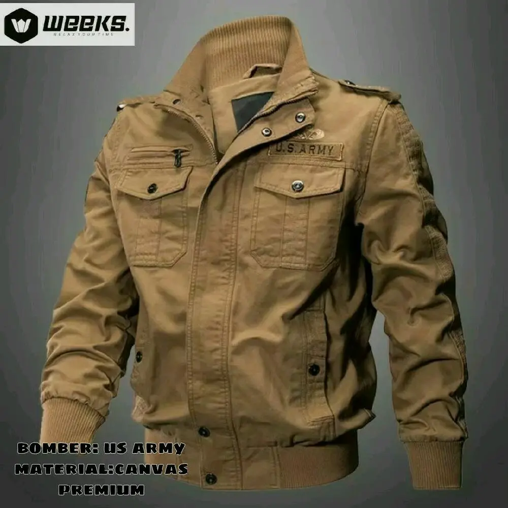 jaket kanvas us army jaket bomber pria jsker kanvas pria jaket kanvas trendy jaket kanvas terbaru jaket motor pria Keren