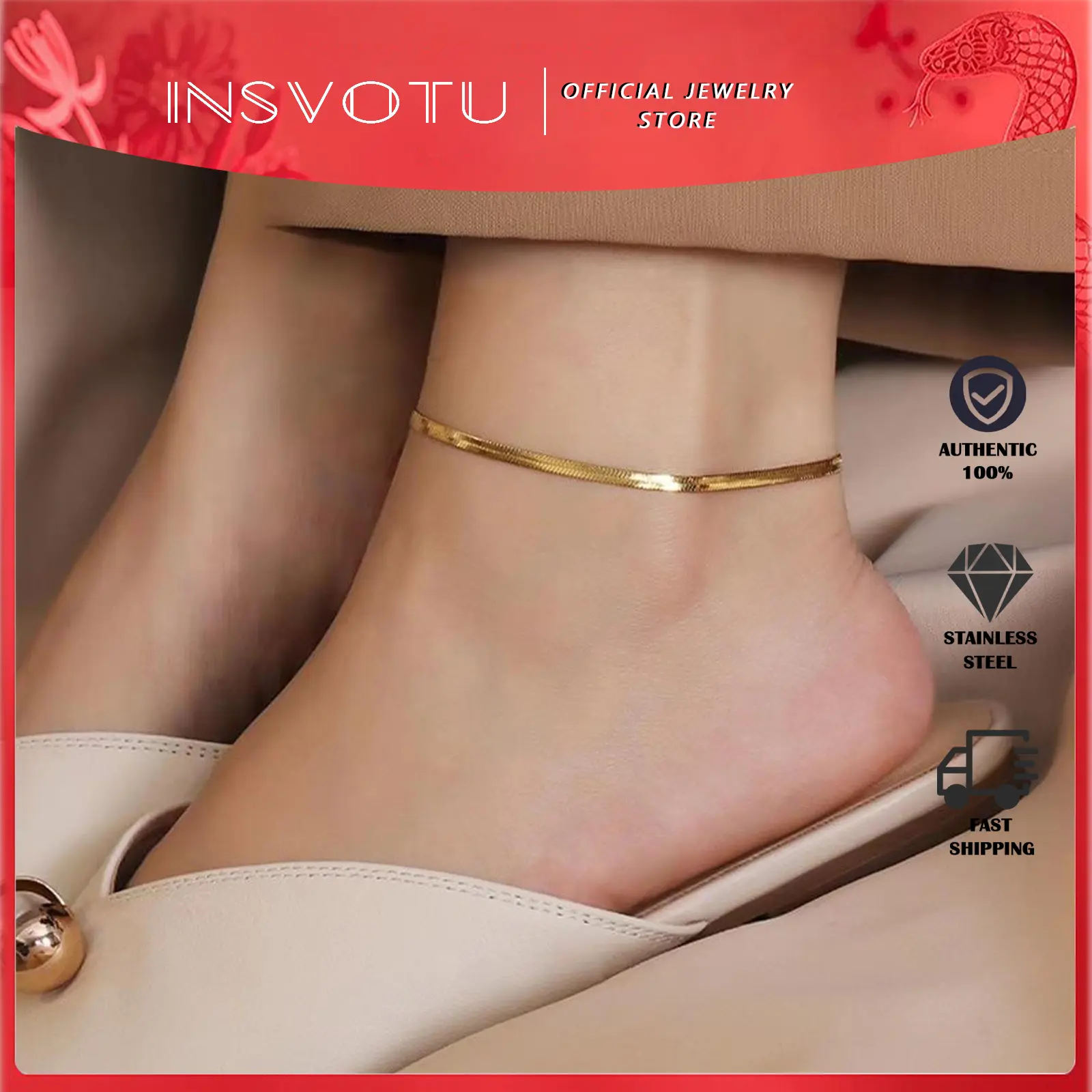 Non-Fading Anklet Simple Ins Advanced Snake Bones Chain Anklet Women's Accessories Gift