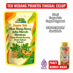 Teh Wedang Akar Alang Alang Jahe Merah Meniran Daun Kumis Kucing Daun Sukun Seledri - Wedang Instan Celup Minuman Herbal Rempah JSR Pilihan Super Regen