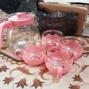 1SET TEAPOT (1TEKO KACA+4CANGKIR GELAS KACA) TANPA SARINGAN 5in1 free box
