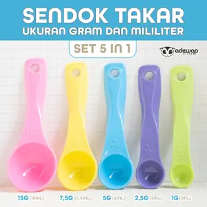 SENDOK TAKAR SET 5 IN 1 UKURAN GRAM DAN MILILITER PRAKTIS