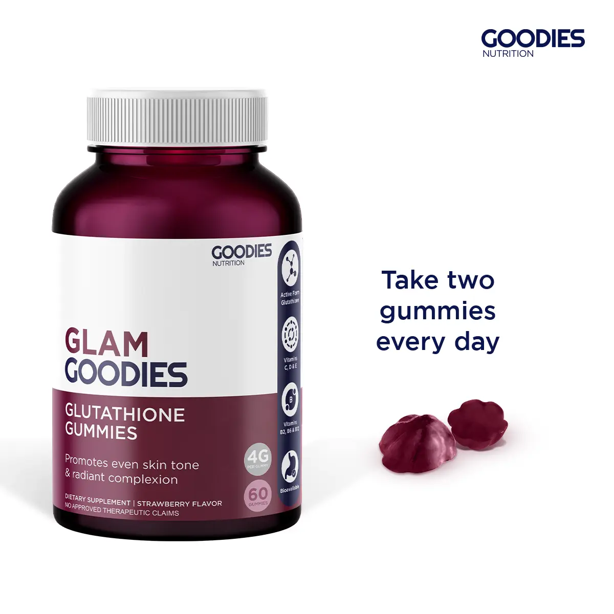 GOODIES NUTRITION Glutathione Gummies – Glam Goodies – 1 bottle (60  Gummies) - Improve Skin Texture & Complexion