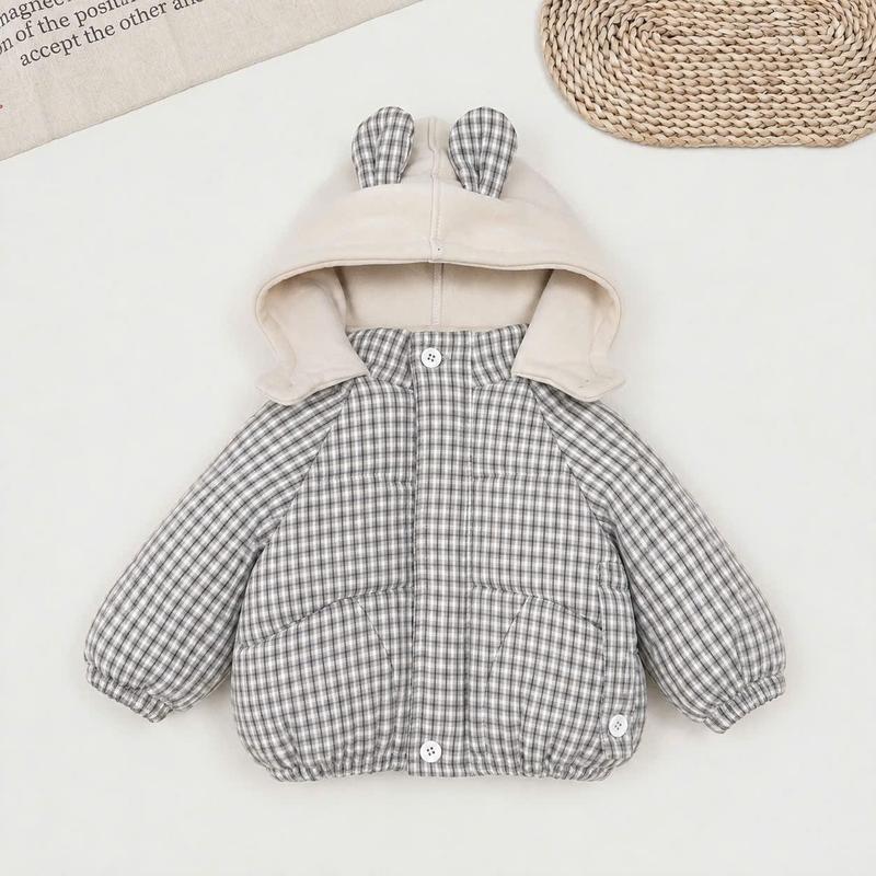 Áo khoác thô kẻ trần bông cao cấp chất thô mềm, trần bông dày ấm cho bé 8-23kg - A26B266