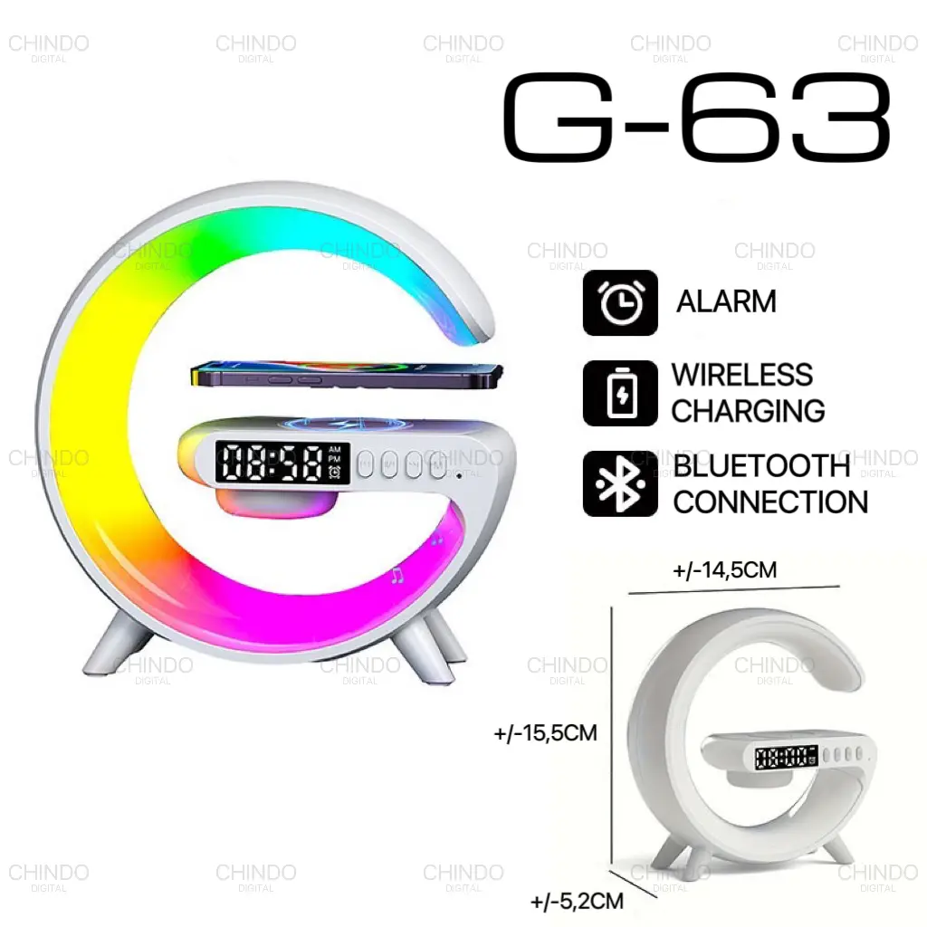 CID G63 Wireless 2in1 Speaker Bluetooth Portable Clock Speaker D5 LED Display Alarm Bluetooth 5.0 Jam Bass