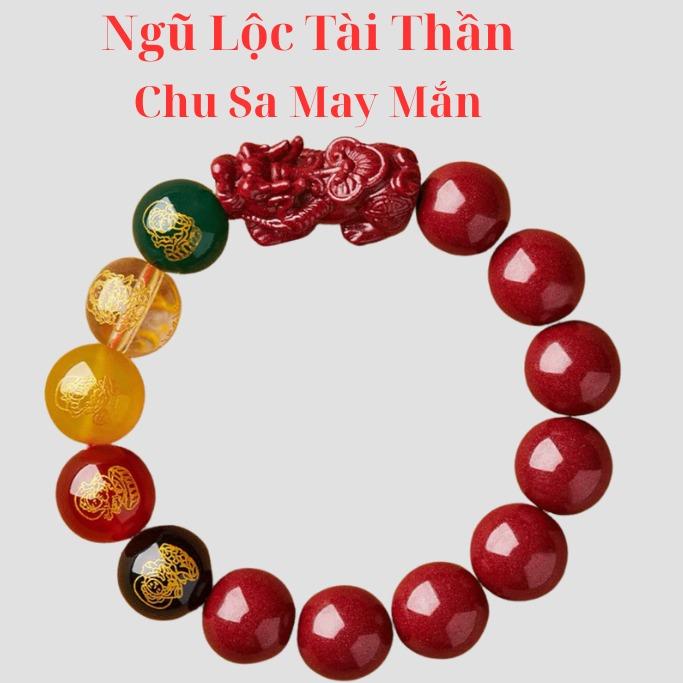 [Chu Sa May Mắn Hót 10mm ] Vòng tay chu sa Pixiu cát vàng tím tự nhiên thần tài năm phương , Làm quà tặng hay đeo đều đẹp 1