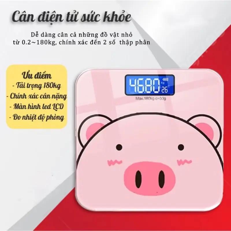 CÂN ĐIỆN TỬ SỨC KHOẺ LỢN HỒNG KUTE CỰC XINH ĐƯỢC TẶNG kÈM PIN- CÂN HÌNH HEO CÓ…