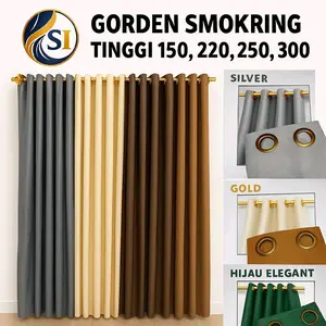 GORDEN PINTU JENDELA MURAH MINIMALIS TIRAI KORDEN HORDENG POLOS EMBOSS SMOKRING 10 LUBANG Tali free SI