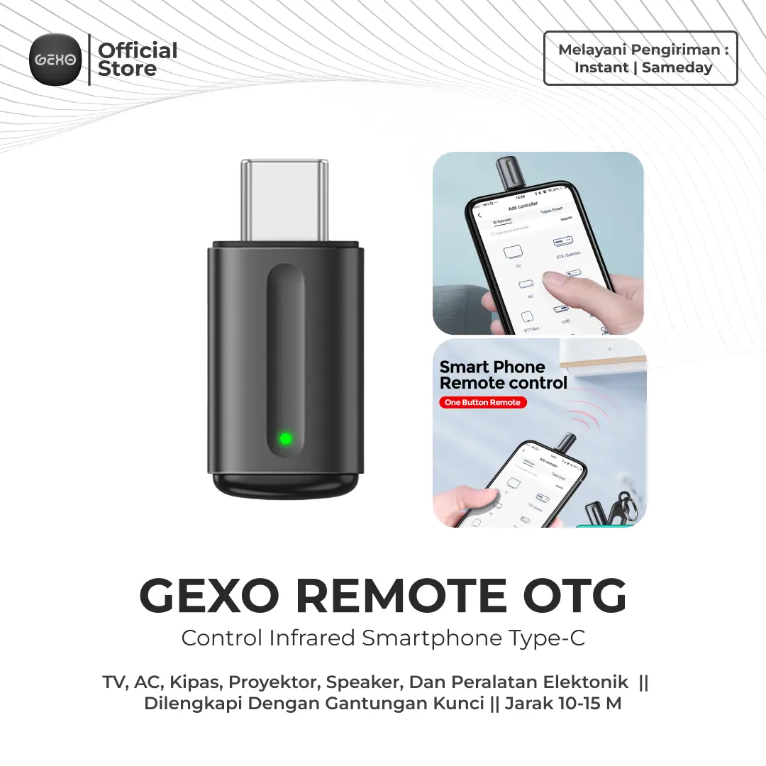 Gexo OTG Remote Control Infrared Smartphone Type C for TV AC