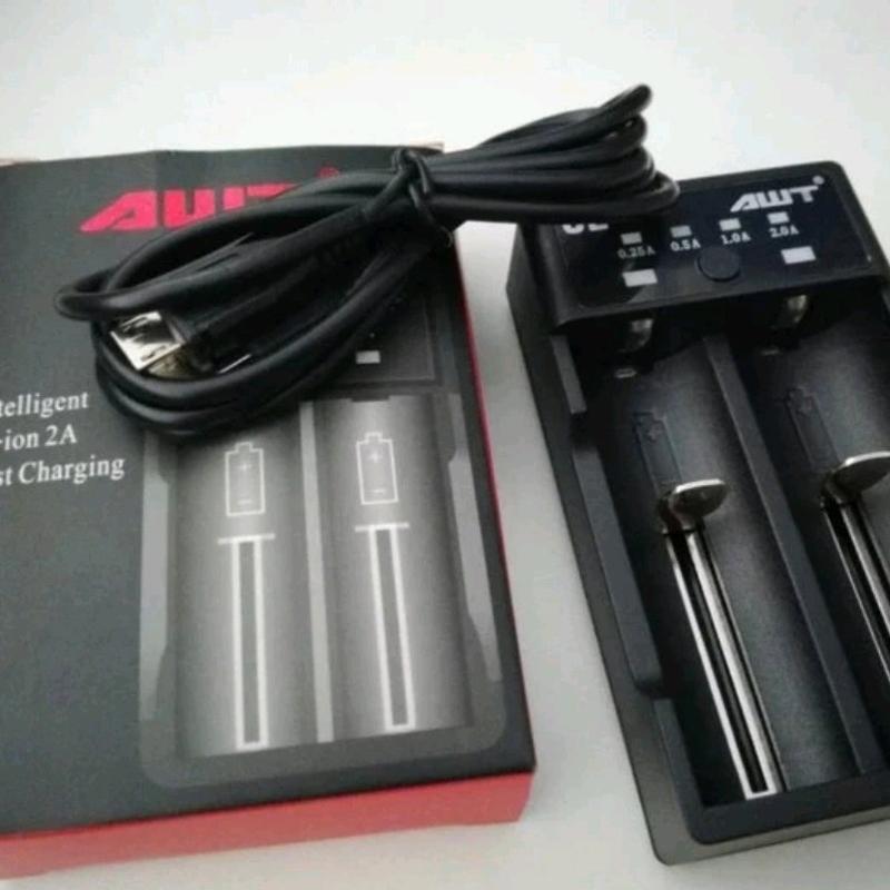 Charger Desktop Baterai USB AWT 2 Slot C2 18650 1