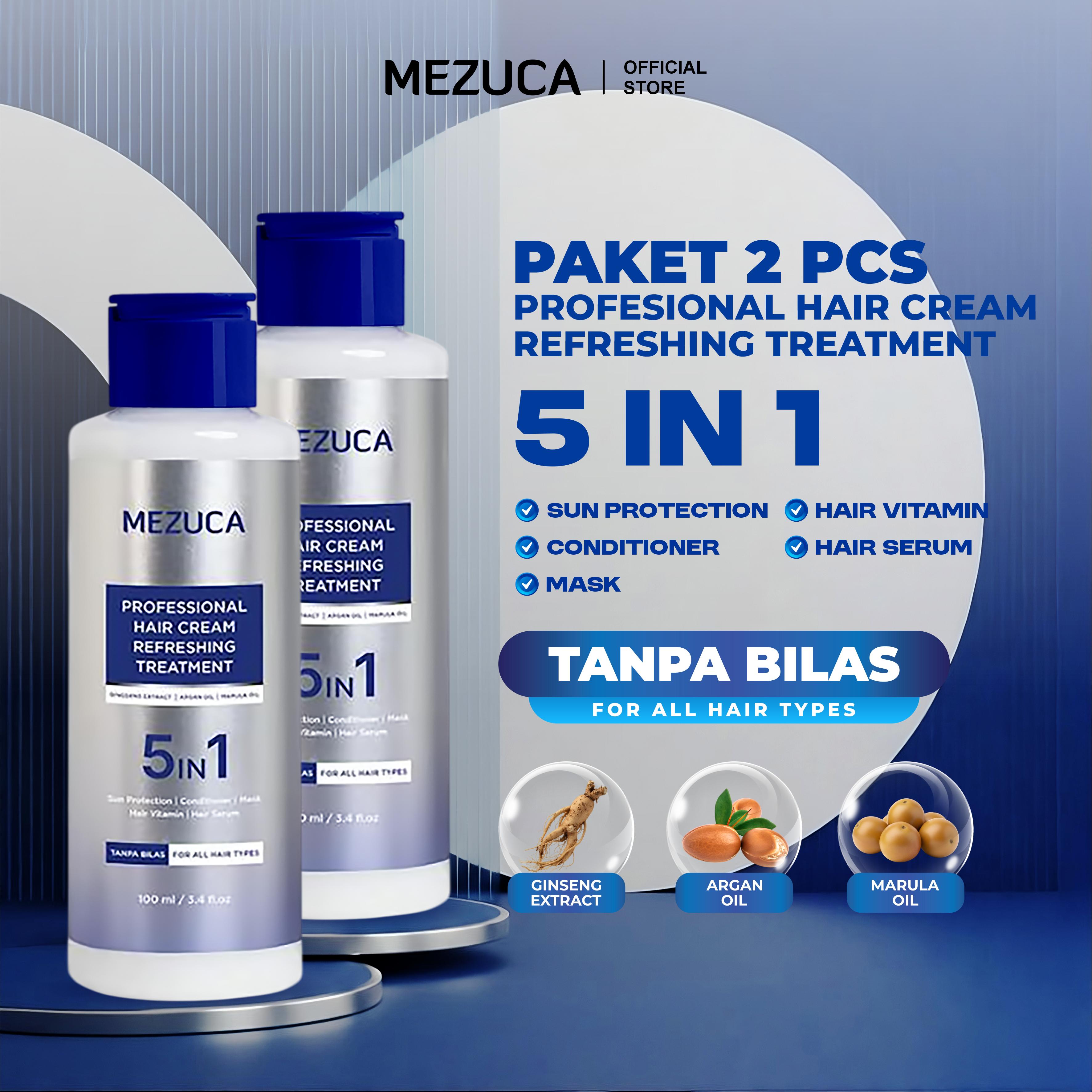 MEZUCA Profesional Hair Cream Refreshing Treatment Tanpa Bilas 5in1 Sun Protection Conditioner Vitamin Serum Masker Rambut Lembut