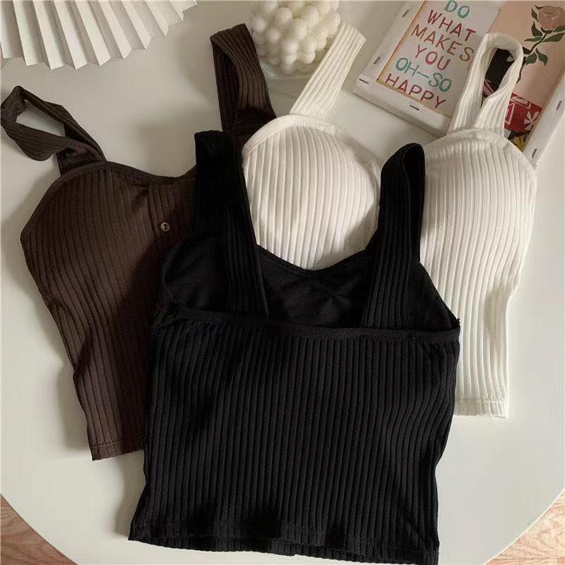 Product Introduction of Cute Sleeveless Cropped Tank Top Women's Crop Top Summer 2024 Korean Corset Top Camisole Knit Sexy Slim Vest with Bra Pads Tops Female Y2k 6
