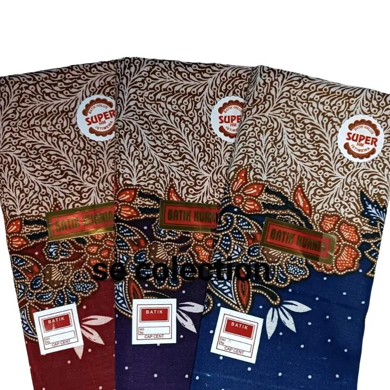 Paket Hemat Isi 3 PCS Sarung Batik Pasca Ibu Melahirkan Cap Kurnia Motif random Wanita Pria Dewasa Seragam Muslim Pekalongan polieater Hitam Santri cowok Bunga 0