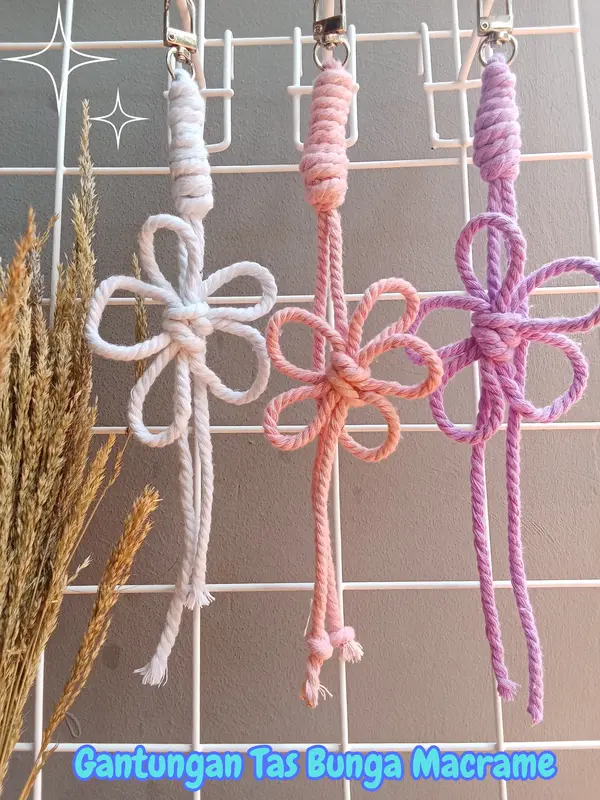 Gantungan Tas Macrame Gantungan Kunci Handmade gantungan  ransel Elegan Aksesoris Ganci Daisy 1