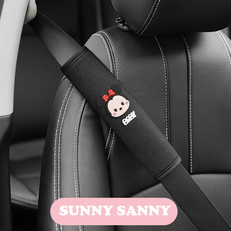 Sarung Cover Seatbelt Mobil Mickey Minnie Corgi Car silikon Blue 6