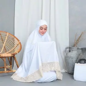 Mukena Dewasa katun polos renda rajut adem