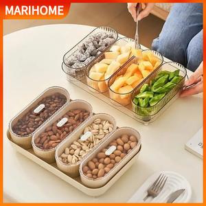4 in 1 Cookie Container Luxury Fruit Carrier Dust-Proof Dry Food Storage Bekas Kuki Bekas Mengawet Kitchenware Container Dried Fruit Box Stylish Lid Transparent