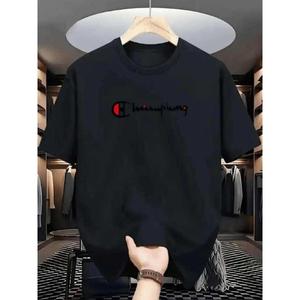 Playeras De Hombre Camisas De HombreCamiseta Champion Negra Hombre 1 Unidad De 100% Algodón Puro Estilo Deportivo Camisa De T Con Estampado Digital De 220 Gramos Logo Champion Camisa De Hombre Con Cuello Redondo Y Mangas Cortas Para Tiempo Libre