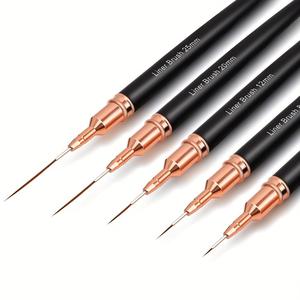 Set de Pinceles delineadores para Arte de uñas Profesional, 5 piezas/set Pincel delineador para Arte de uñas con Punta de oro rosa, Pincel de detalle Preciso para Esmalte de Gel UV