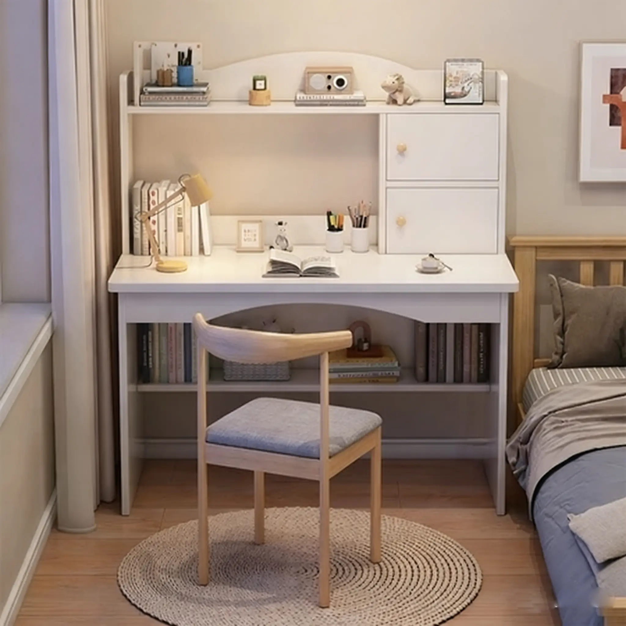AK-Meja Belajar Meja Kerja Meja Kantor Minimalis Meja Belajar Kayu Kombinasi Rak Buku Meja Kamar Mandiri Meja Komputer / Meja Kerja Kayu Premium / Meja Kantor Rumah Tangga / Dengan Rak Penyimpanan & Laci Minimalis Furniture Ruang Tamu/Ruang Kerja