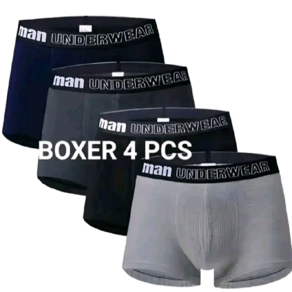 paket hemat 4 pcs boxer cd pria dewasa bahan lembut nyaman dan  elastis Karet Keren