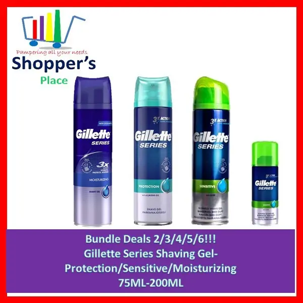 Bundle Deals 2/3/4/5/6!!! Gillette Series Shaving Gel- Protection/Sensitive/Moisturizing 75ML-200ML
