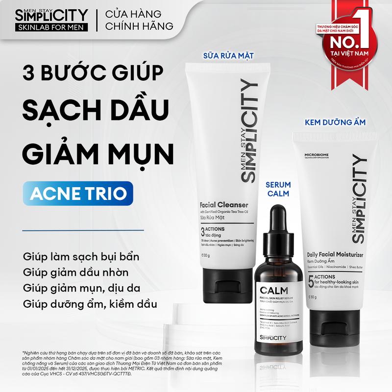 Combo Brightening Trio Men Stay Simplicity giúp mờ thâm sáng da tiêu chuẩn cho…