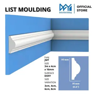 List Plafon PVC 3 Meter Warna Putih – List Border Moulding Dinding & Plafon Dekoratif, Desain Minimalis Elegan untuk Interior Rumah, Bahan PVC Tahan Air & Anti Rayap, Ringan Kuat Tahan Lama, Mudah Dipasang, Untuk Finishing Plafon dan Dekorasi Dinding
