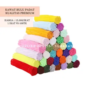 SFS - [+-100 BIJI] TERMURAH !!  KAWAT BULU MERCY PASTEL PIPE CLEANER BLUDRU KAWAT BULU 100PC BELUDRU CHENILLE KREATIF ANAK EDUTOYS WARNA POLOS KAWAT SOUVENIR KAWAT LENTUR BENTUK BENTUK BUNGA