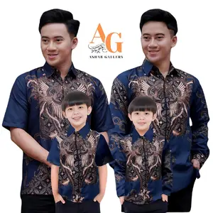 BAJU BATIK AYAH DAN ANAK COWOK WARNA NAVI MOTIF RAHWANA BATIK TERBARU