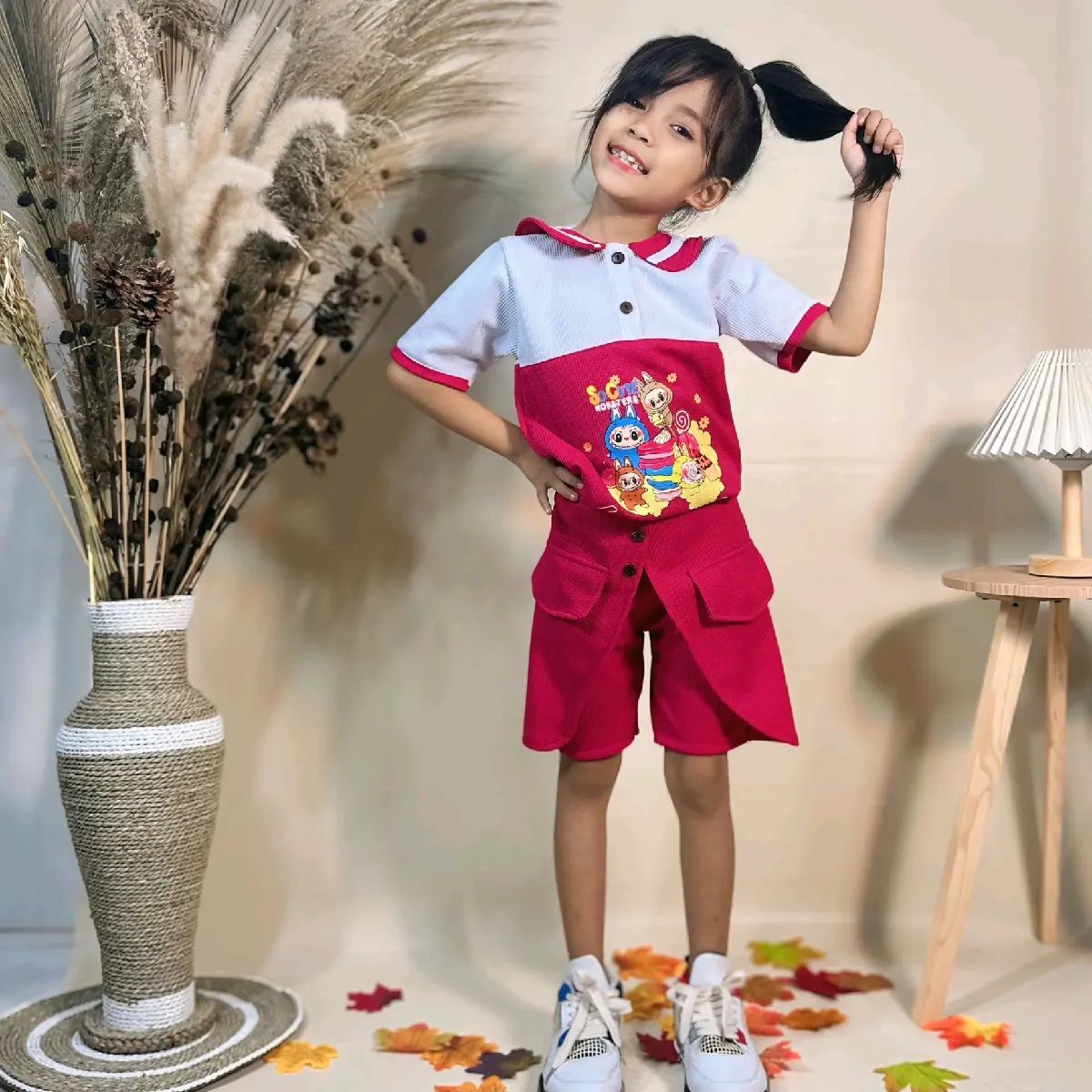 YNA SETELAN BAJU ANAK PEREMPUAN BULALA 1-6 TAHUN WAFFLE KNITT