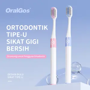 OralGos Sikat Gigi Ortodontik Profesional Tipe-U Desain Bulu Bersih untuk Kebersihan Optimal Gigi Pengguna Ortodontik Dirancang Ilmiah Khusus