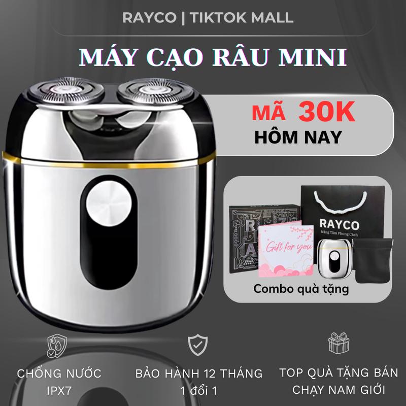 Máy cạo râu mini RAYCO Mini RQ-222 Plus cao cấp vỏ kim loại lưỡi dao kép tự mài chống nước toàn thân - Bảo hành 12 tháng