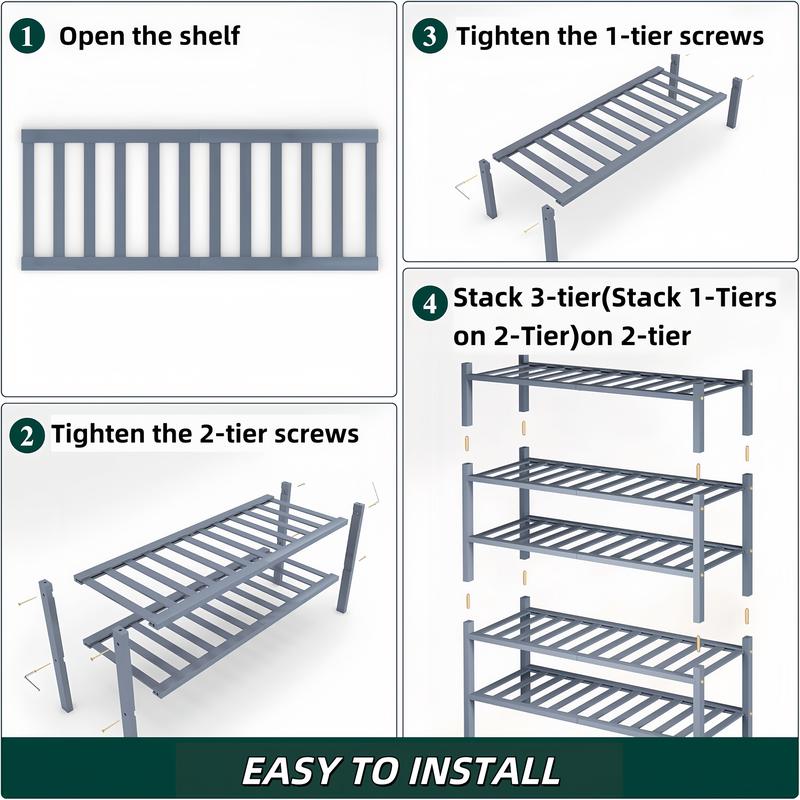 Shoe Rack, 2/3/4/5/6 Tier Bamboo Shoe Organizer, Stackable Free Standing Wooden Shoe Storage Shelf for Closet, Entryway, Front Door Entrance 7