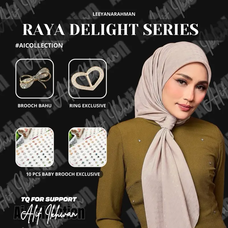 (NEW RELEASE) LEEYANARAHMAN RAYA DELIGHT SERIES PLAIN MONOGRAM Square Embossed Spun