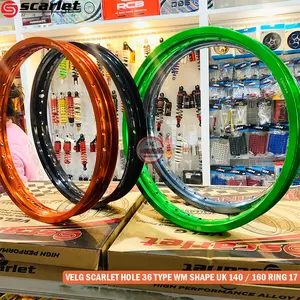 Velg SCARLET TYPE WM UK 140 / 160 Ring 17 Hole Lubang 36 Glossy Kilap Warna Black / Green / Orange / Grey (Harga Satuan)